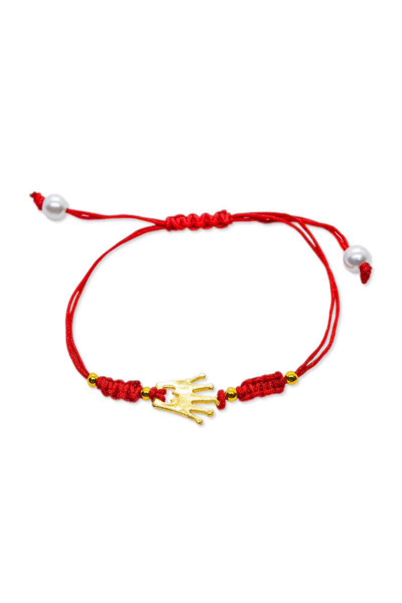 Βραχιολάκια 10 τεμάχια, με μακραμέ, με χρυσό στέμμα και πέρλα στα τελειώματα, δωρεάν μεταφορικά!