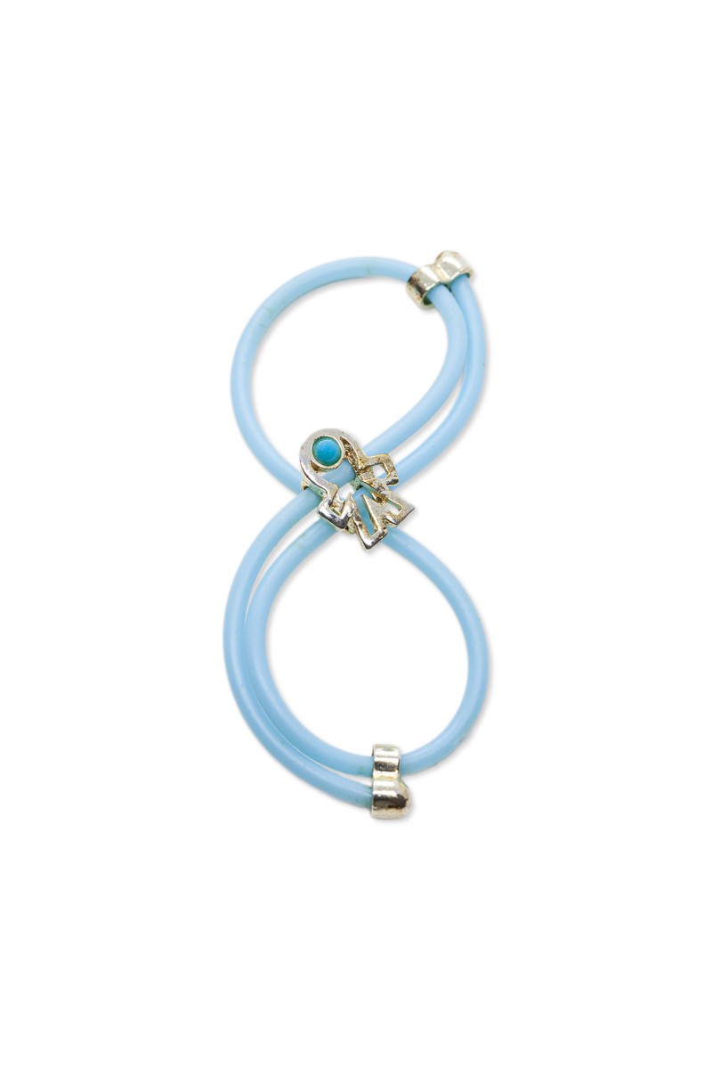 Βραχιολάκι καουτσούκ σιέλ με μεταλλικό στοιχεία & δωρεάν μεταφορικά.