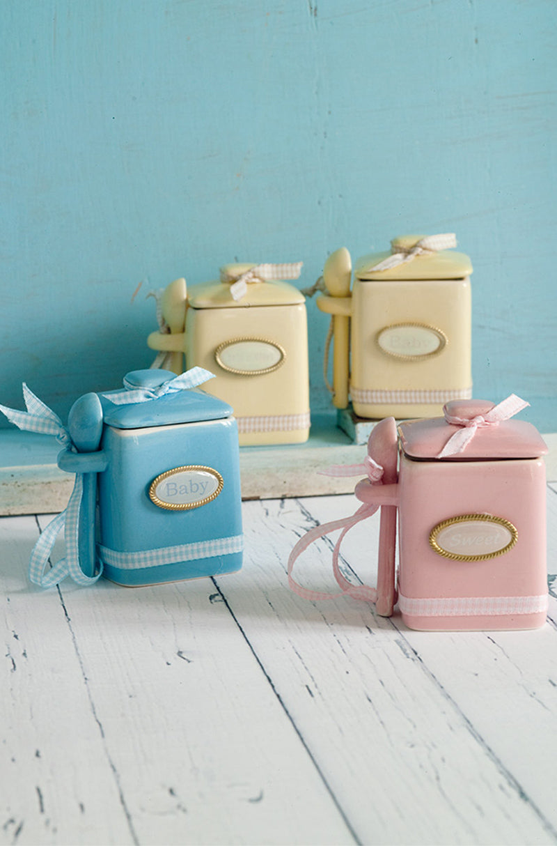 Βαζάκι γλυκού σε σιέλ - μπέζ και ρόζ - μπέζ αποχρώσεις, δωρεάν μεταφορικά!