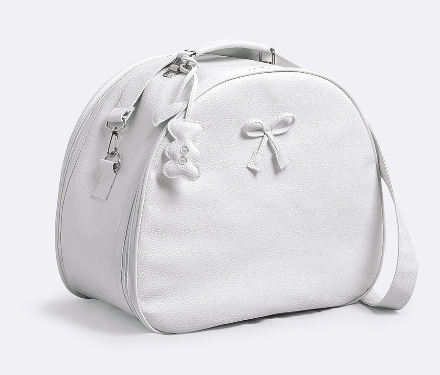 Τσάντα βάπτισης τύπου εγκυμοσύνης πολύ όμορφη και οικονομική, λευκή με λεπτομέρειες αρκουδάκι και καρδιά, δωρεάν μεταφορικά!