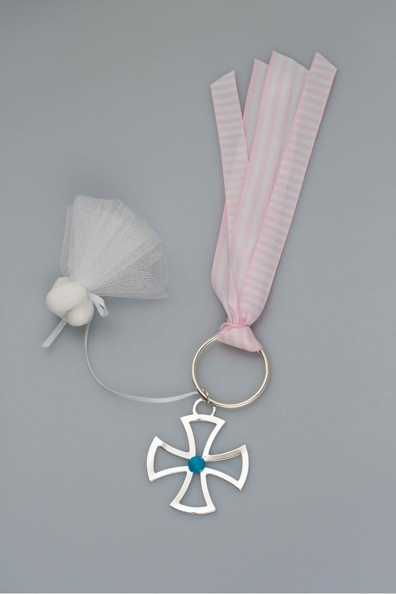 ΜΠΟΜΠΟΝΙΕΡΕΣ ΚΟΣΜΗΜΑ ΜΙΚΡΟΣ ΣΤΑΥΡΟΣ ΜΠΡΕΛΟΚ, ΡΟΖ ΚΟΡΔΕΛΕΣ ΚΑΙ ΜΠΛΕ ΧΑΝΤΡΑ, ΔΩΡΕΑΝ ΜΕΤΑΦΟΡΙΚΑ.