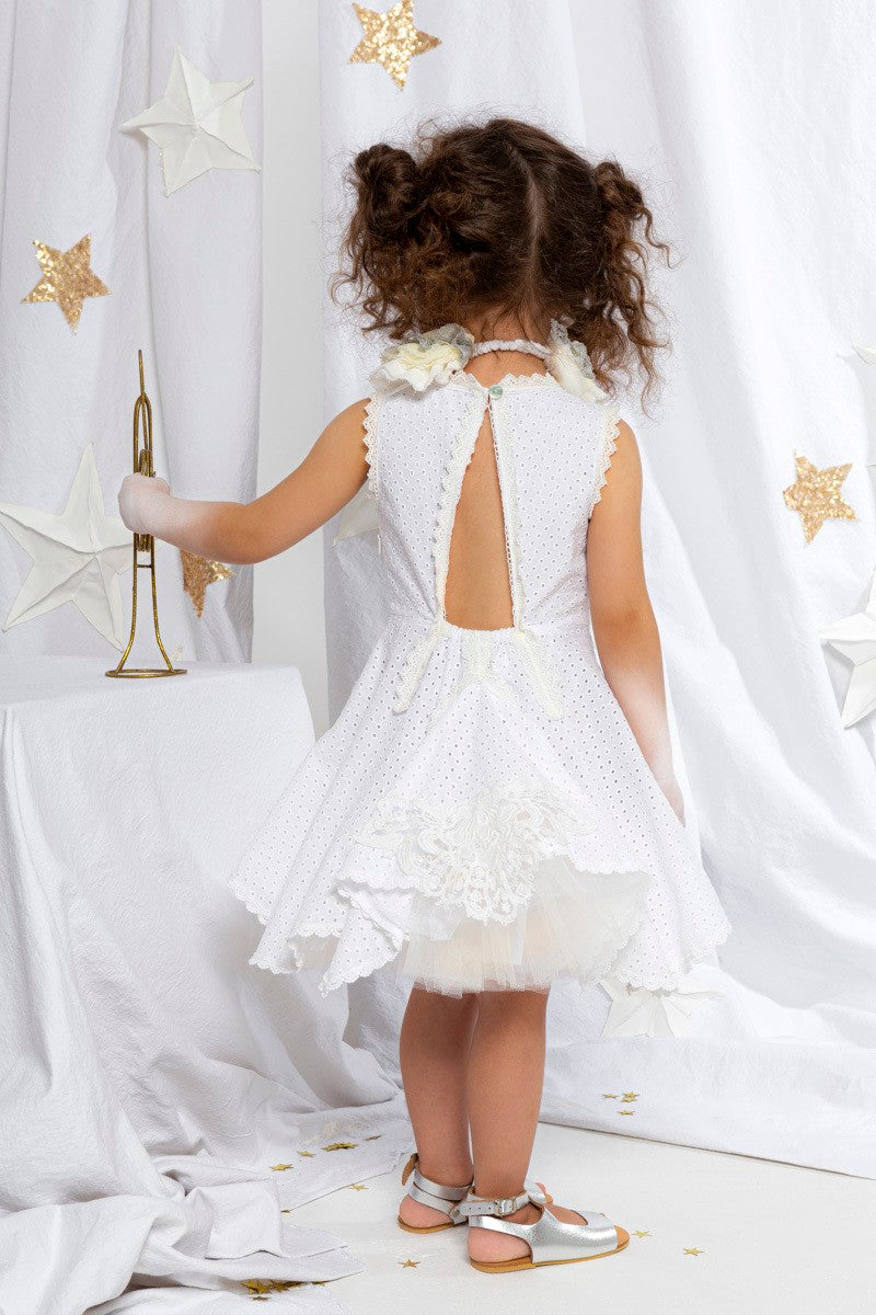 BABY U ROCK 22002G04AAC "LEILA" ΦOΡΕΜΑ ΛΕΥΚΟ ΒΑΜΒΑΚΕΡΟ BRODERIE ΜΑΖΙ ΜΕ ΜΠΑΝΤΑΝΑ