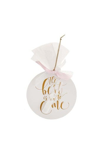 Μπομπονιέρα γάμου κλεψύδρα με ευχή “The best is yet to come” (Τα καλύτερα έρχονται!)