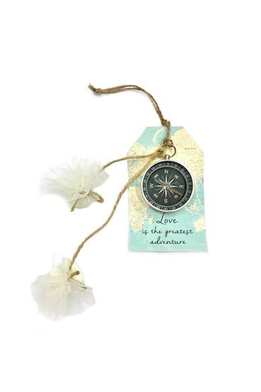 Μπομπονιέρα πυξίδα ασημί μπρελόκ