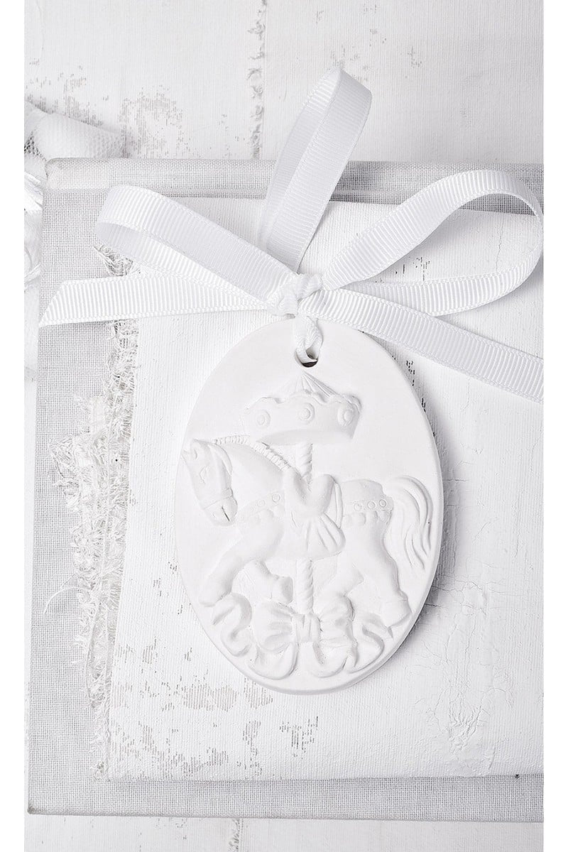 Carousel λευκή μπομπονιέρα πήλινη.