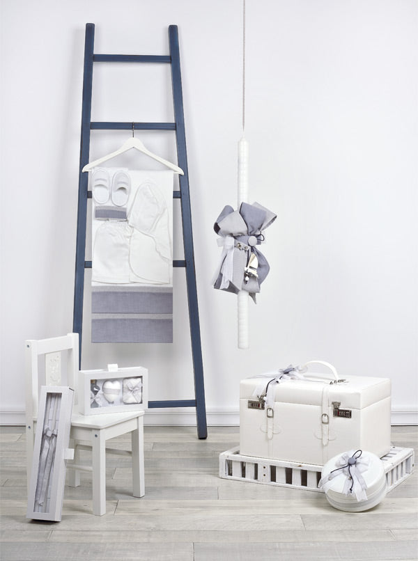 Σετ βάπτισης λευκό με blue navy