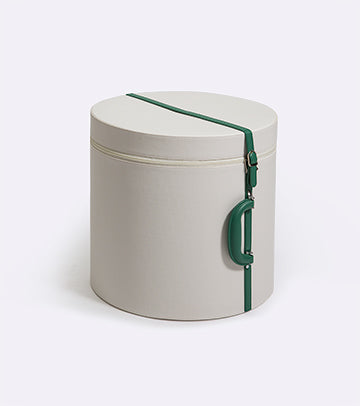 Βαλίτσα καπελιέρα λευκή - πράσινο χερούλι, με βελούδινη επένδυση και καθρέφτη εσωτερικά, δωρεάν μεταφορικά!