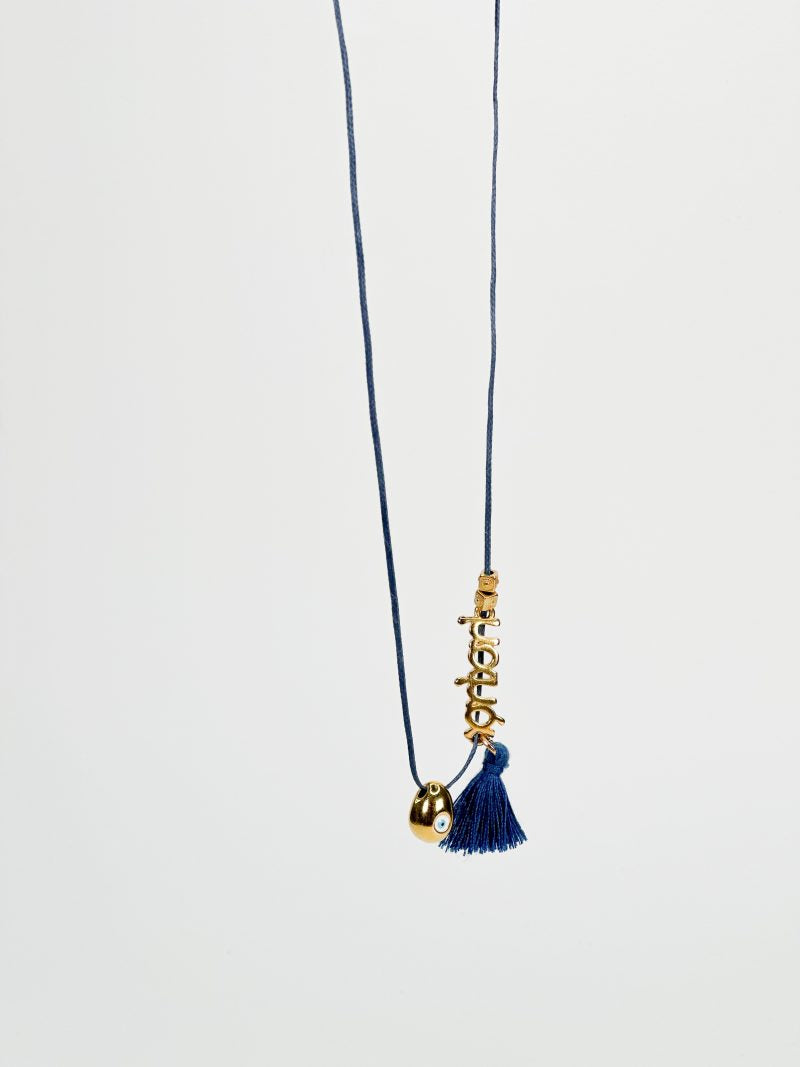 Celfie and Co. χειροποίητο μαρτυρικό FL67, δωρεάν μεταφορικά. Κολιέ μαμά, νονά, γιαγιά με πέρλες και μπλε δέσιμο.