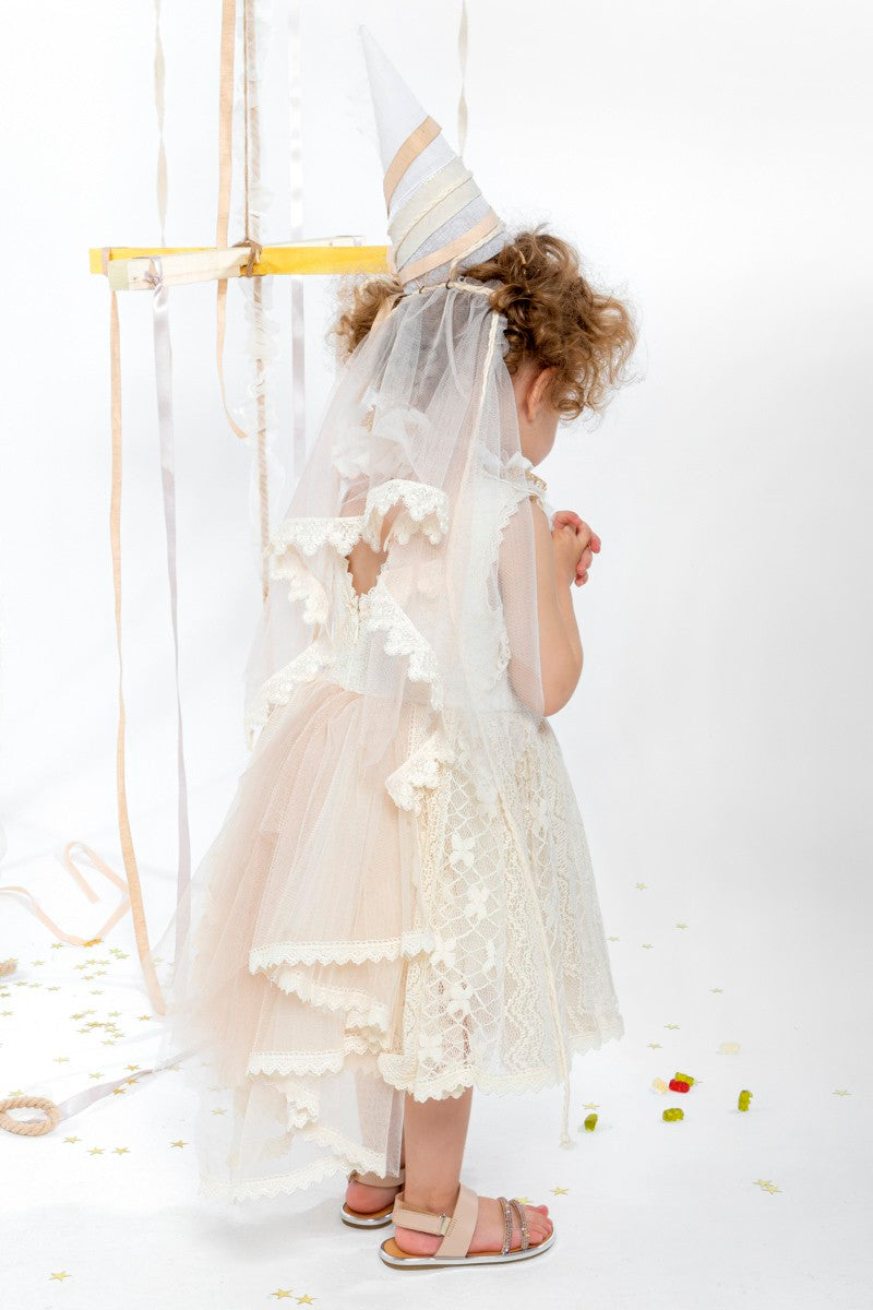 BABY U ROCK 22002G05BAC ZELDA ΒΑΜΒΑΚΕΡΟ CREAM ΔΑΝΤΕΛΕΝΙΟ ΦΟΡΕΜΑ ΜΕ ΜΠΑΝΤΑΝΑ